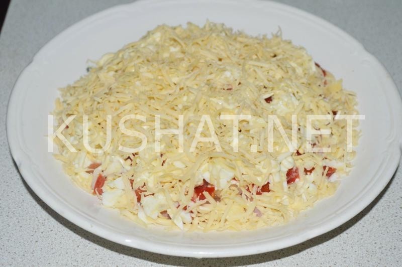 10_слоеный салат с ветчиной, помидорами и сыром