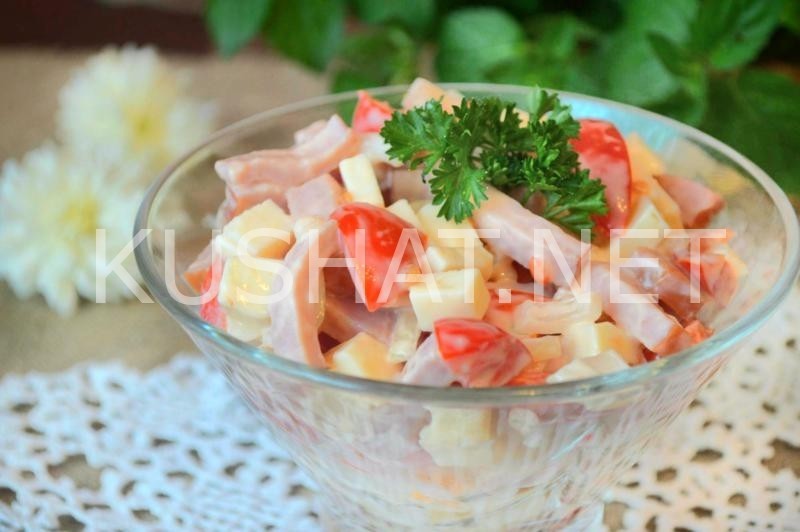 12_салат с ветчиной, маринованным луком, сыром и помидорами