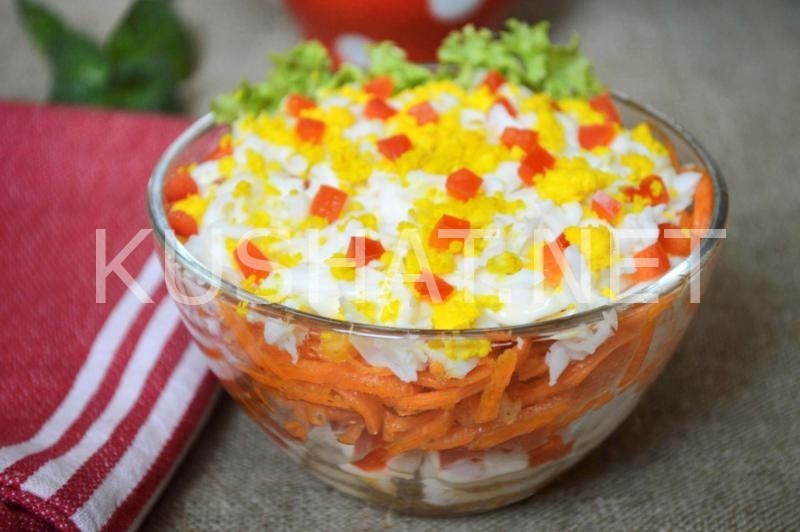 12_слоеный салат с курицей и корейской морковью