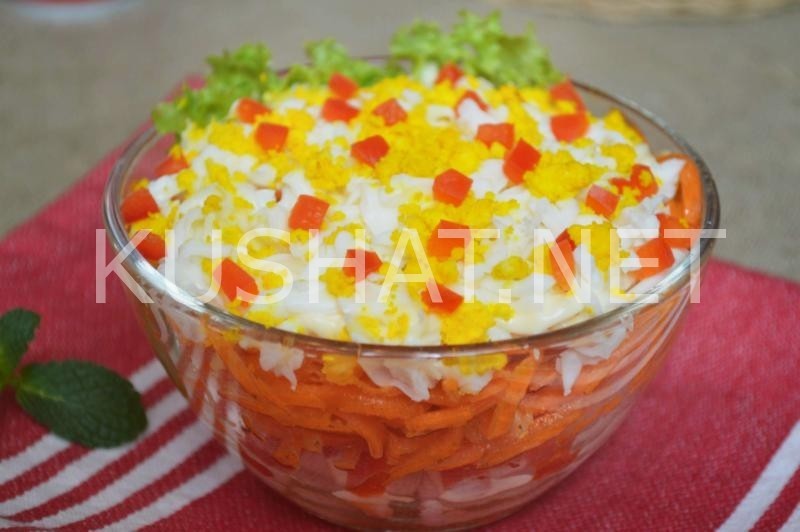 13_слоеный салат с курицей и корейской морковью