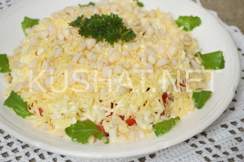 14_слоеный салат с ветчиной, помидорами и сыром
