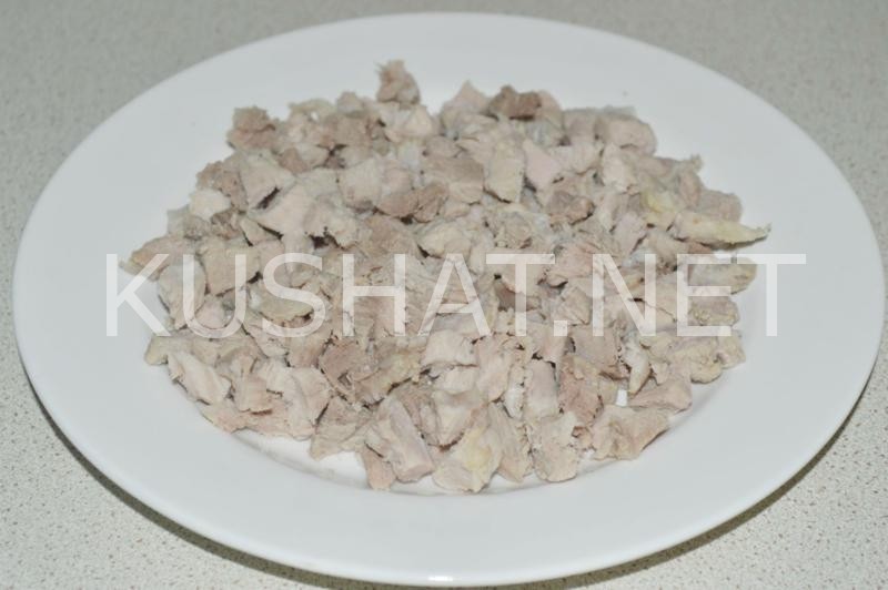 5_слоеный салат со свининой и грибами