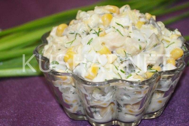 16_салат с консервированными шампиньонами, сыром и кукурузой