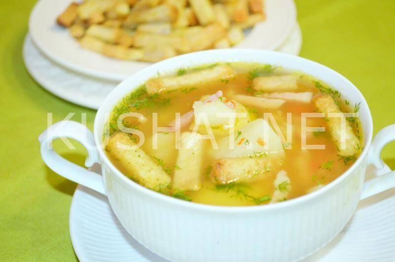 18_гороховый суп с копченостями и сухариками