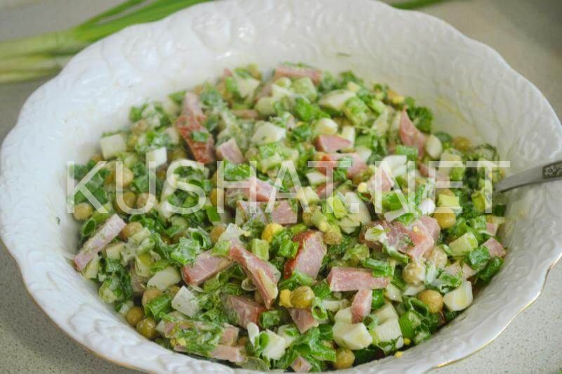 11_салат с ветчиной, горошком и зеленым луком