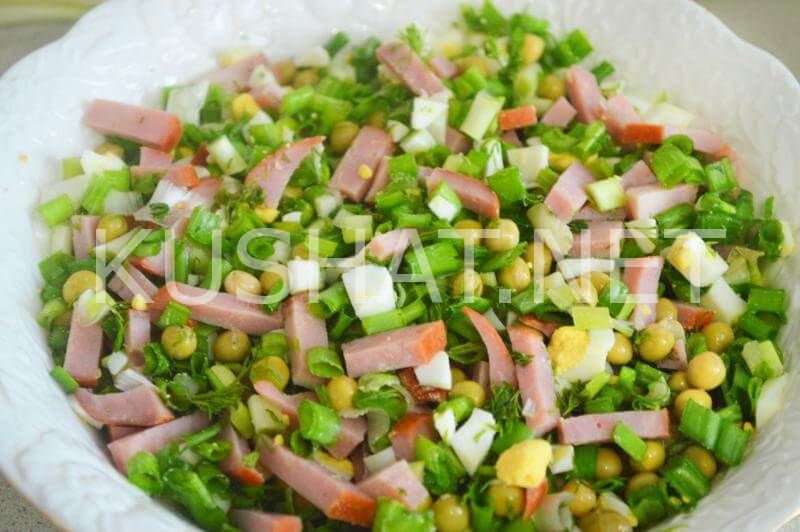 9_салат с ветчиной, горошком и зеленым луком