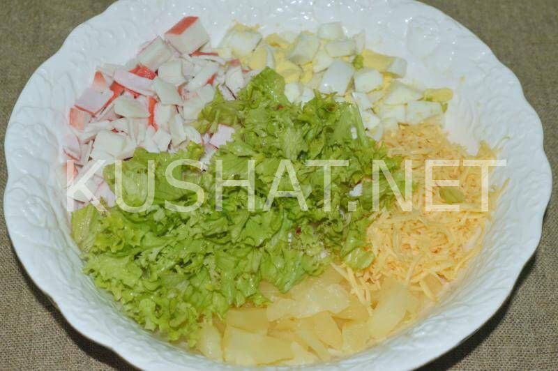 6_крабовый салат с ананасами и сыром