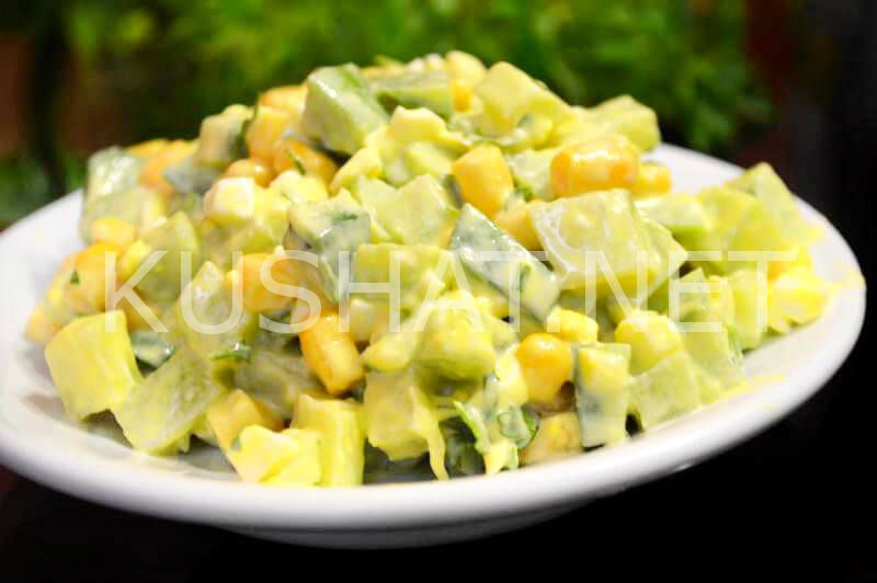 10_салат из зеленой редьки с кукурузой