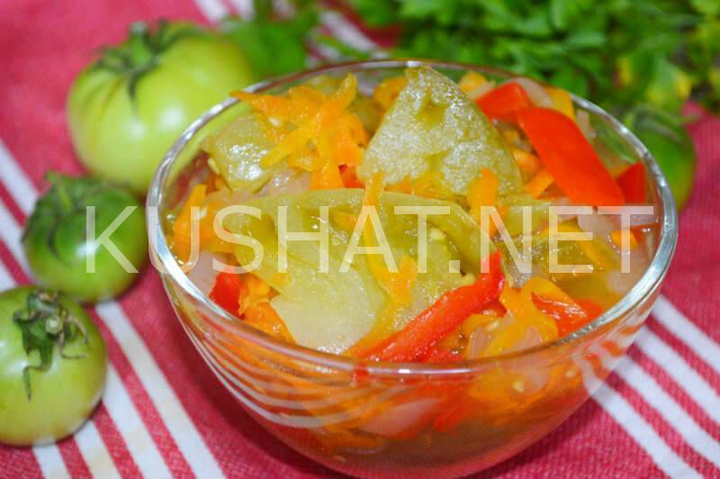 12_салат из зеленых помидоров на зиму с луком и морковью