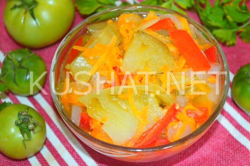 14_салат из зеленых помидоров на зиму с луком и морковью
