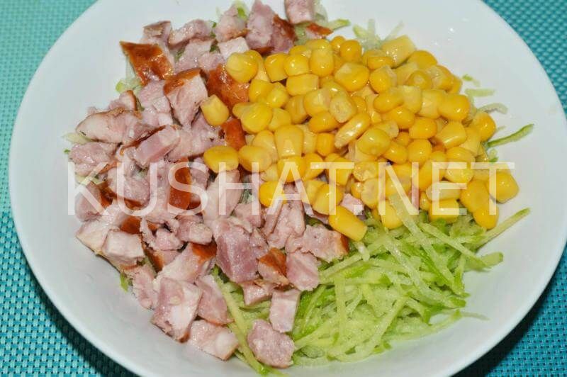 3_салат из редьки с кукурузой и ветчиной