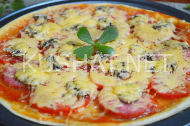 15_тонкая пицца с колбасой и грибами