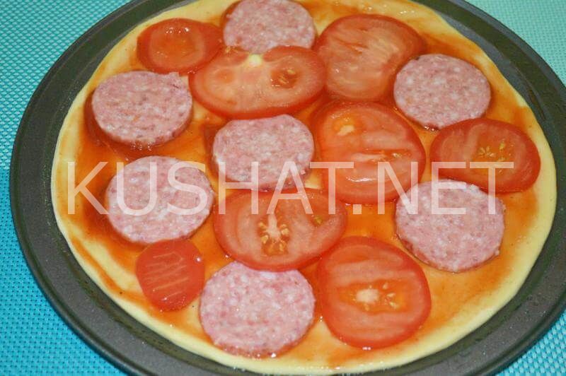 9_тонкая пицца с колбасой и грибами