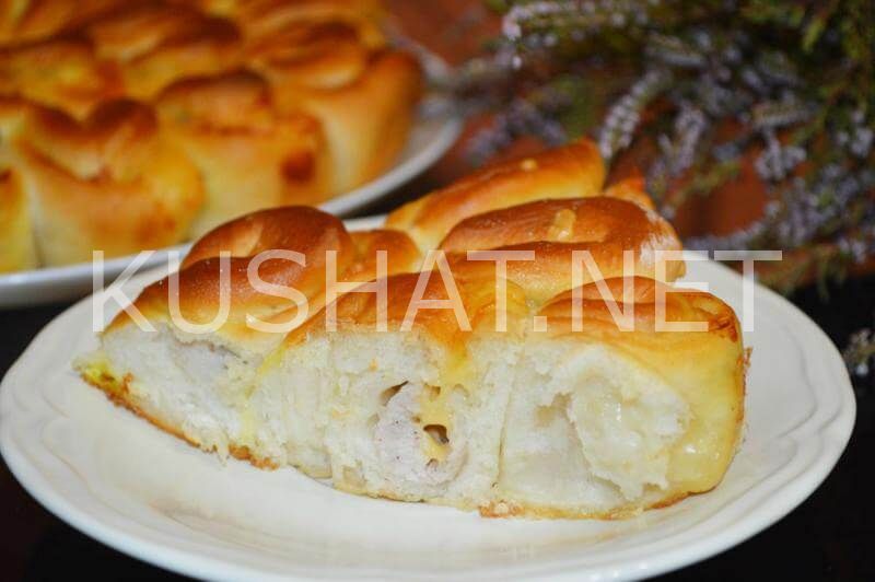22_мясной пирог хризантема с фаршем и сыром