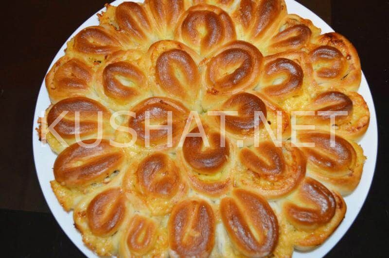 23_мясной пирог хризантема с фаршем и сыром