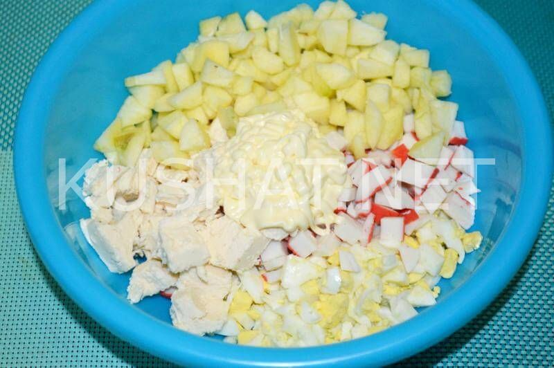 6_салат с крабовыми палочками, яблоком и сыром