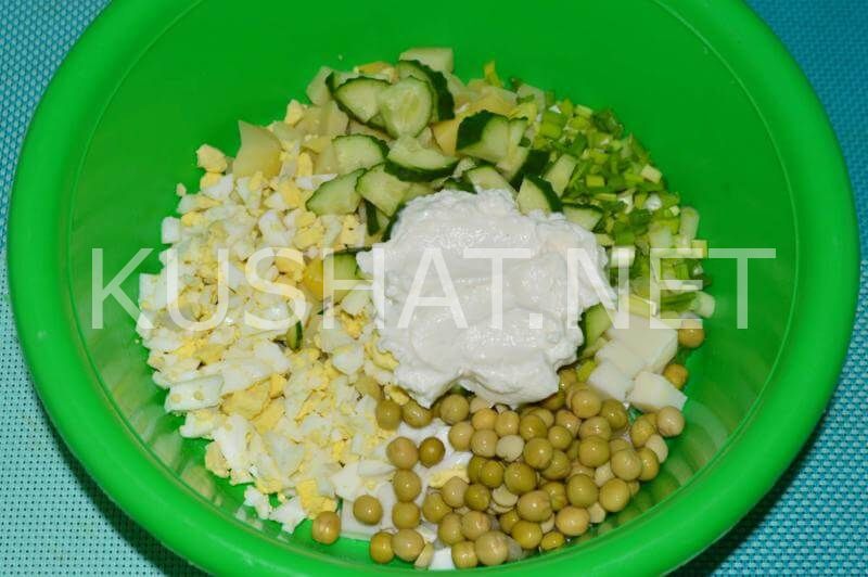 8_салат со шпинатом, огурцами, картошкой и горошком
