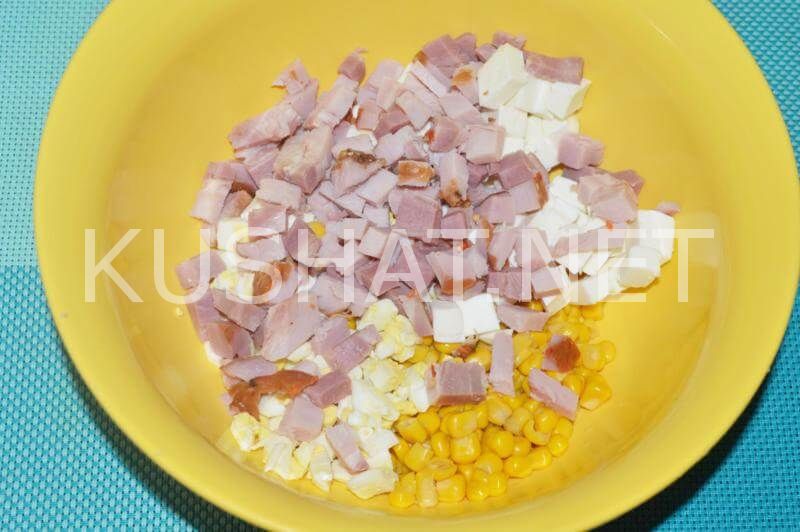 5_салат с ветчиной, сыром и кукурузой