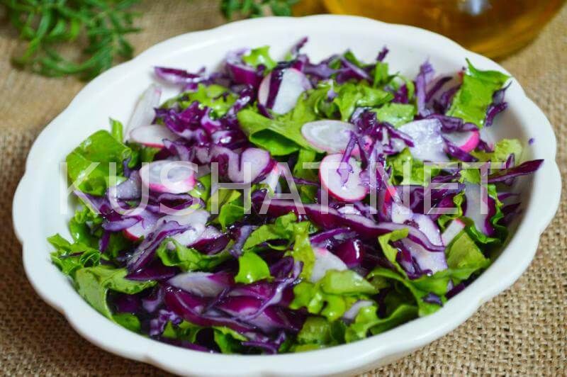 9_салат из красной капусты с салатными листьями
