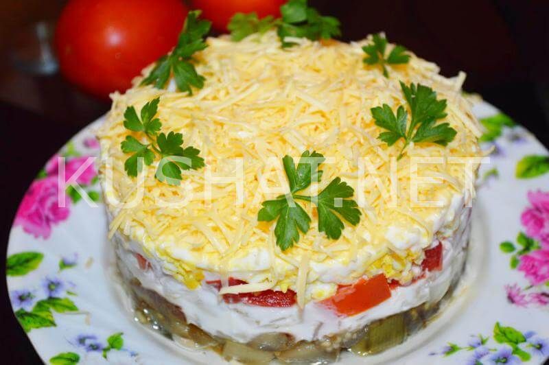 14_слоеный салат с баклажанами и помидорами