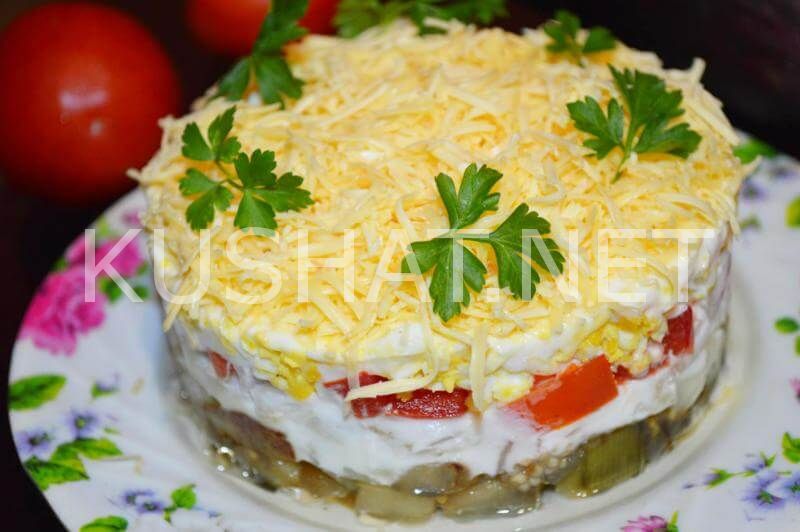 16_слоеный салат с баклажанами и помидорами