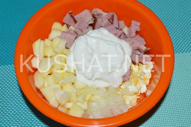 7_салат с ветчиной, яблоком и сыром