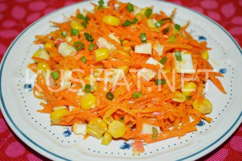 6_салат с крабовыми палочками, кукурузой и корейской морковью
