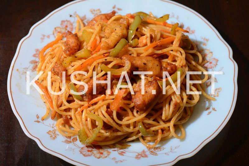 1_спагетти с курицей в томатном соусе